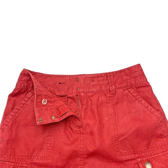 Ann Taylor Crimson‎ 100% Linen Cargo Mini Skirt - Picture 4 of 8